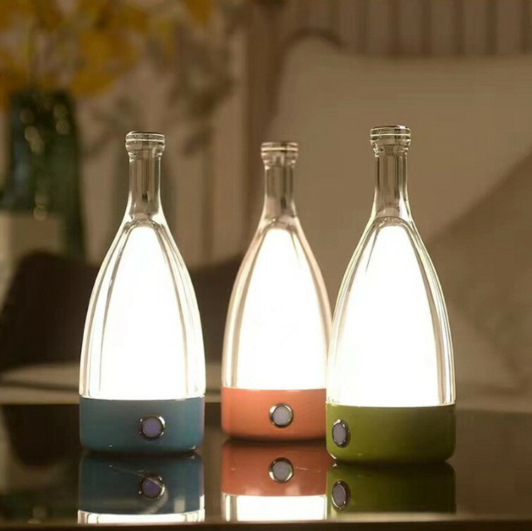 テーブルランプ おしゃれ ワインボトル形 LEDランプ 充電式 3色調光可能 ナイトライト USB充電 寝室 イ..