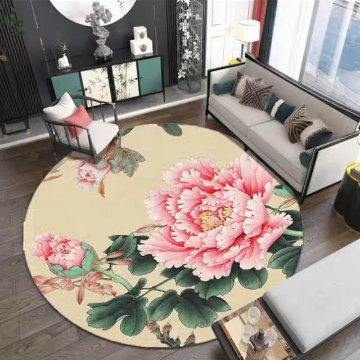 リビングマット 玄関マット カーペット ラグマット 滑り止め 80cm 花柄