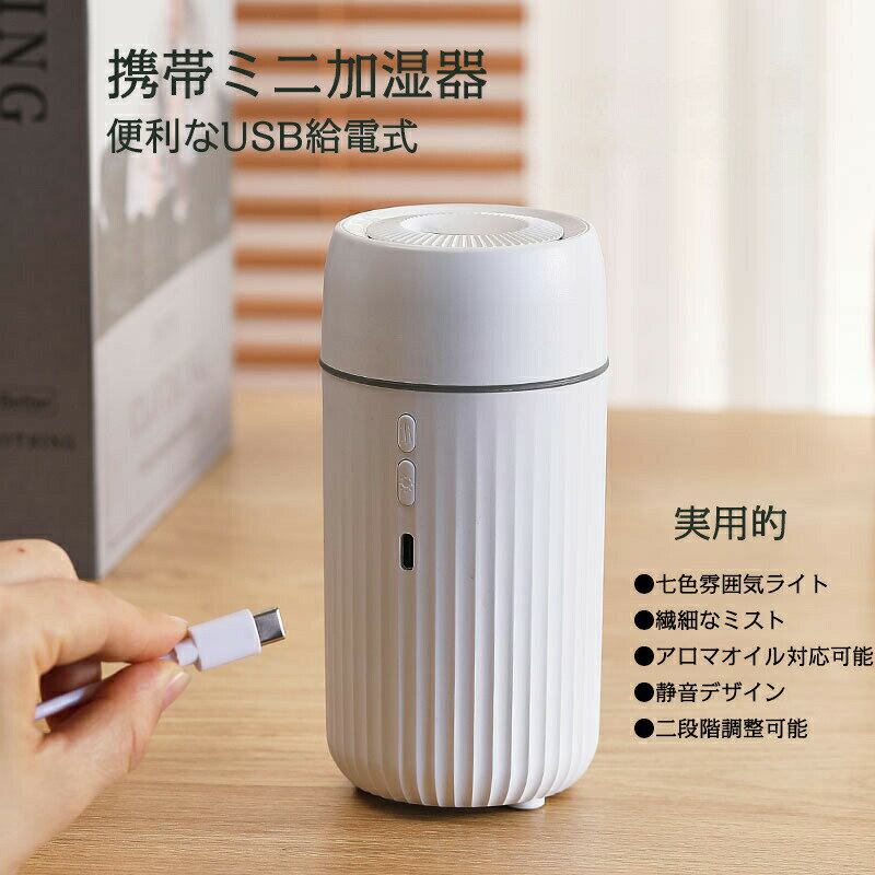 加湿器 卓上 ミニ加湿器 七色雰囲気ライト 繊細なミスト アロマオイル対応可能 静音 大噴霧量 コンパクト 二段階調整 USB給電 大噴霧量 常夜灯機能 皮膚乾燥改善 コンパクト 大容量 小型 LEDライト 空焚き防止 静音 省エネ 保湿 乾燥対策 持ち運び便利 寝室 携帯加湿器