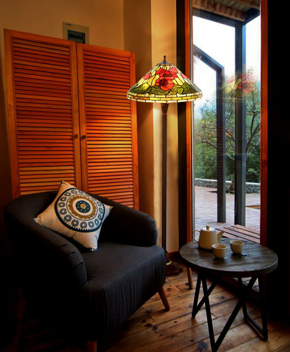 ステンドグラスフロアライト 間接照明 フロアスタンド 照明器具豪華ステンドグラスランプ ガラス工芸品