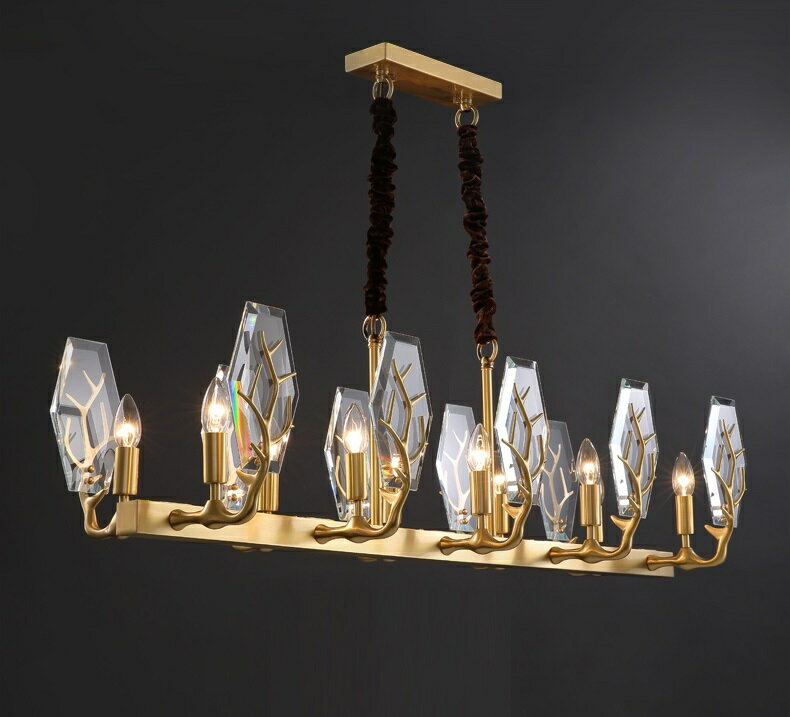 Pendant Lamps - 銅.水晶ガラス.ペンダントライト．洋風照明 シャンデリア 北欧デザイン シーリングライト不可 天井照明 10灯 電源直結タイプ