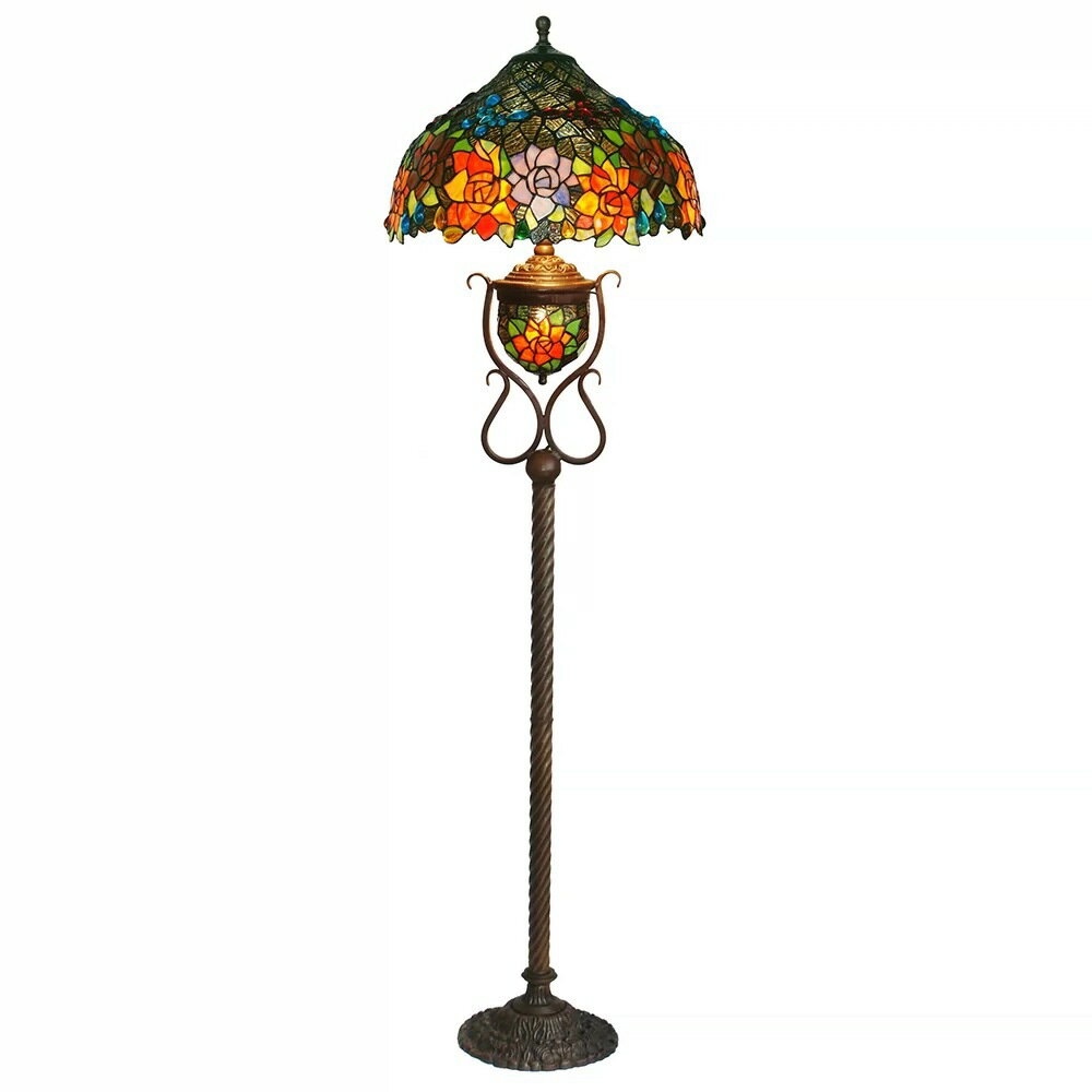 高級ステンドグラスフロアライト フロアスタンド ステンドグラスランプ ガラス工芸品