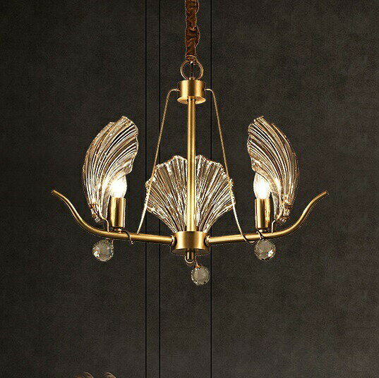 銅 ガラス ペンダントライト 洋風照明 シャンデリア 北欧デザイン 天井照明 3灯