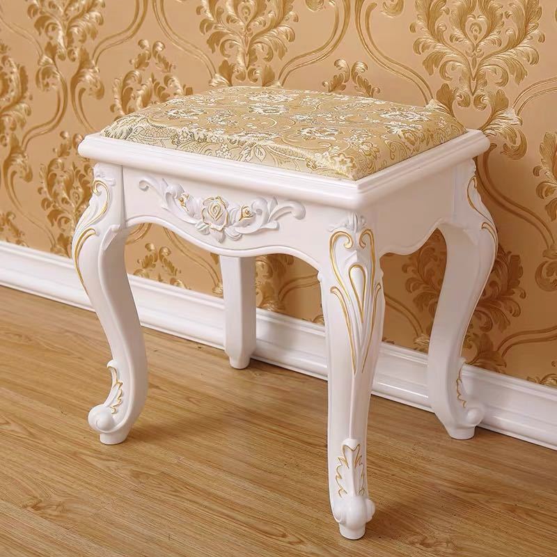 高級軟座テーブル椅子 イス家具 アメリカ式 スツール ヨーロッパ式スツール 猫脚 雕刻 インテリア調 腰掛け 幅40cm