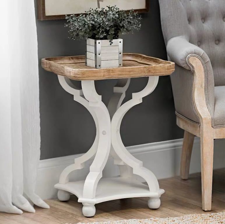 サイドテーブル コンソールテーブル 玄関テーブル 花台 電話台 アンティーク調デザイン 幅48cm