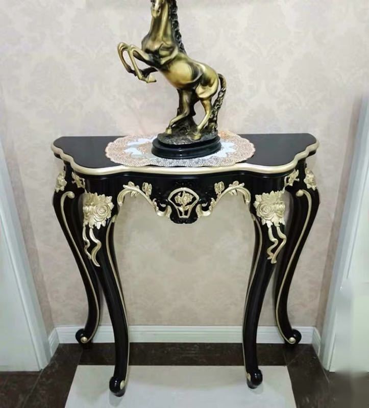 高級サイドテーブル コンソールテーブル 玄関テーブル 花台 電話台 アンティーク調デザイン幅90cm