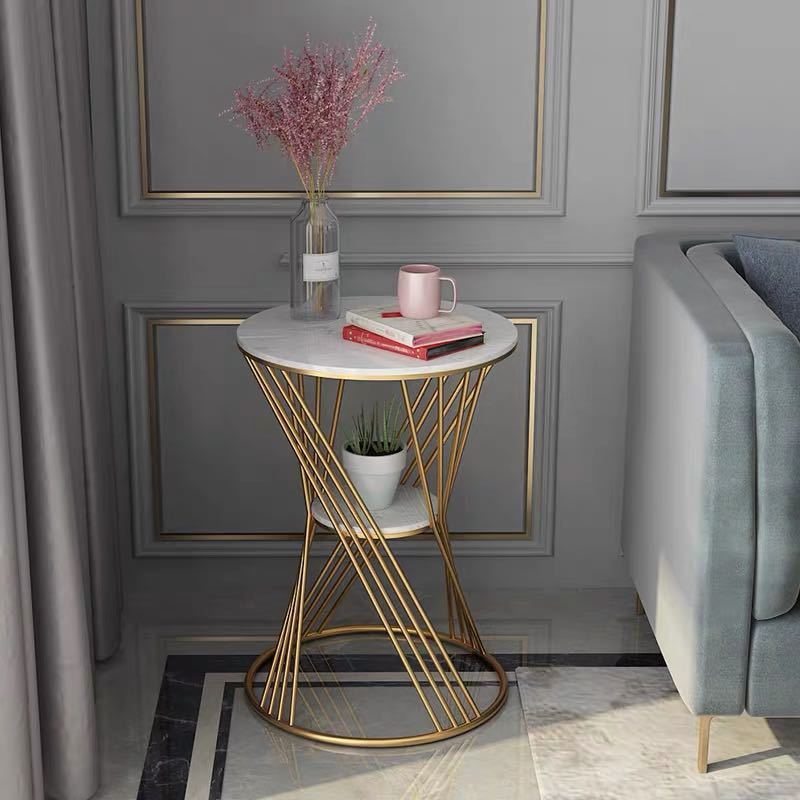 ベッドサイドテーブル 置台 サイドテーブル ナイトテーブル 高級感 アンティーク風 ソファーテーブル 人造大理石 幅50cm