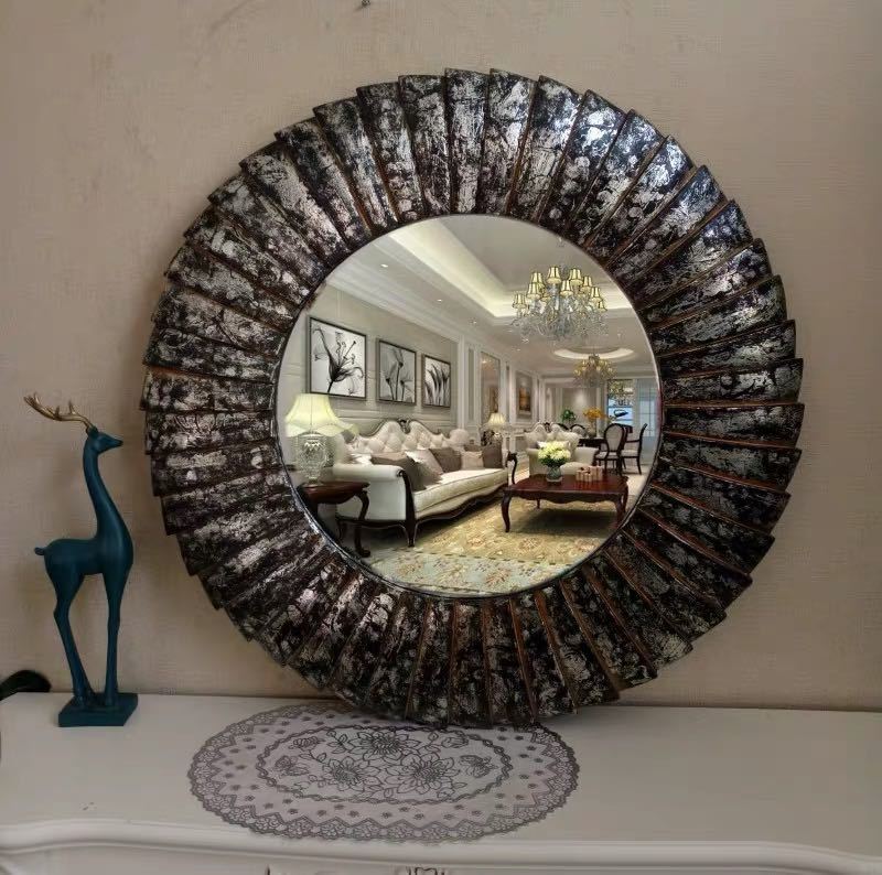 豪華鏡 アンティーク調 壁掛け鏡 壁掛け 壁掛けミラー ウォールミラー 80x80