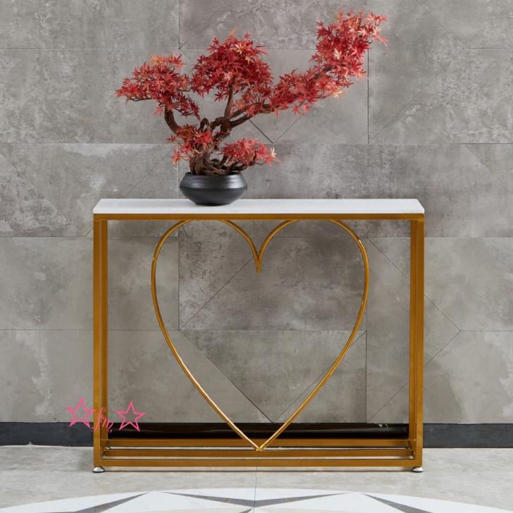 高級人造大理石サイドテーブル コンソールテーブル 玄関テーブル 花台 電話台 アンティーク調デザイン 幅100cm