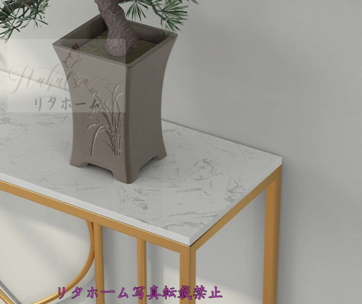 高級人造大理石サイドテーブル 電話台コンソールテーブル 花台玄関テーブル アンティーク調デザイン 幅100cm サイズオーダー可能