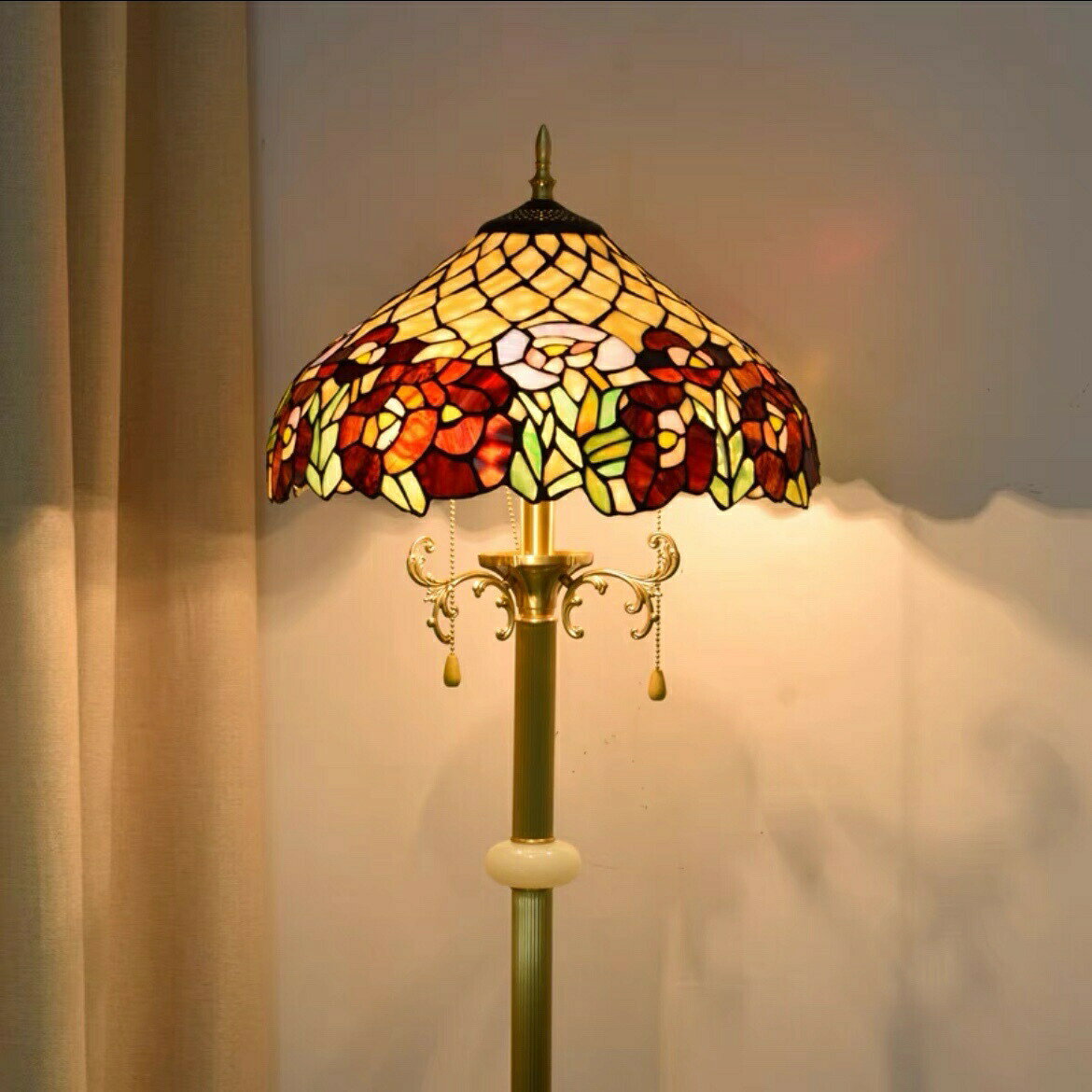 Floor Lamps - フロアスタンド スタンドライト フロアライト 照明器具 間接照明 豪華ステンドグラスランプ ガラス工芸品
