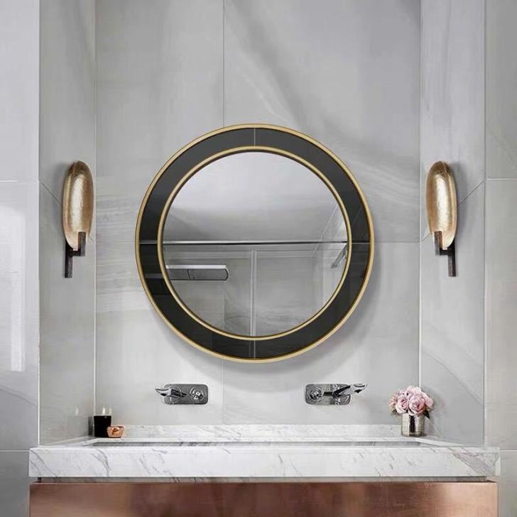 壁掛け鏡 壁掛け 壁掛けミラー ウォールミラー 90x90cm 高級豪華鏡 アンティーク調