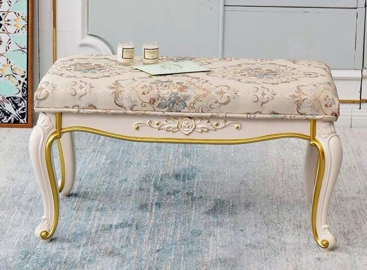 樂天商城 - 高級軟座テーブル椅子 イス家具 アメリカ式スツール　ヨーロッパ式スツール 猫脚 雕刻 インテリア調 腰掛け 幅80cm