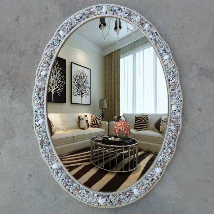 豪華鏡 アンティーク調 壁掛け鏡 壁掛け 壁掛けミラー ウォールミラー 67x87 貝入れ