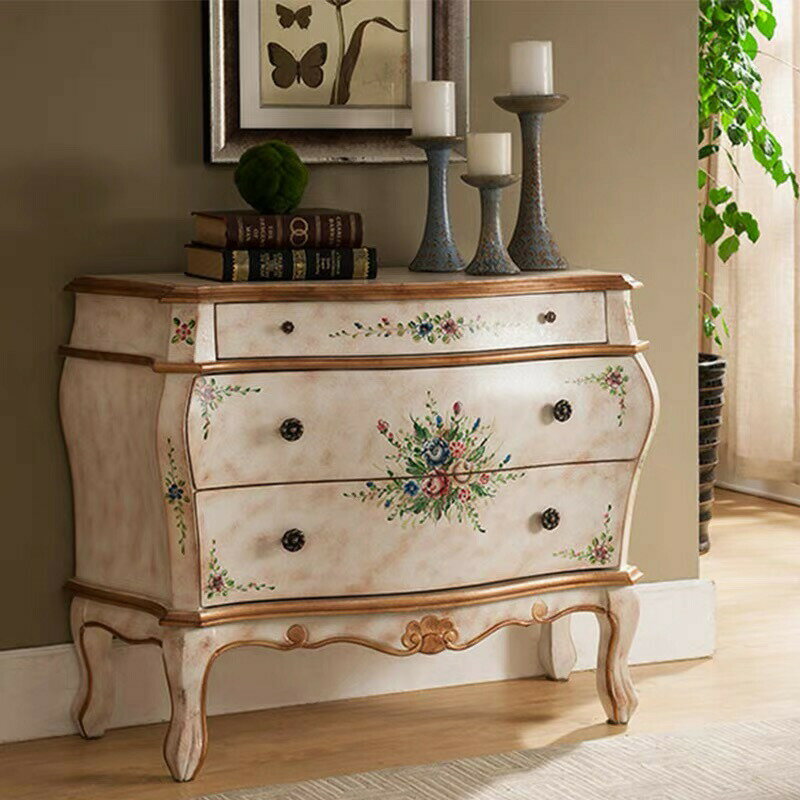 高級 玄関テーブル 洋タンス コンソールチェスト アンティーク調デザイン 姫系 家具 タンス