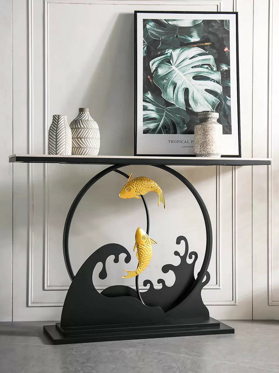 高級サイドテーブル 人造大理石コンソールテーブル 玄関テーブル 花台 電話台