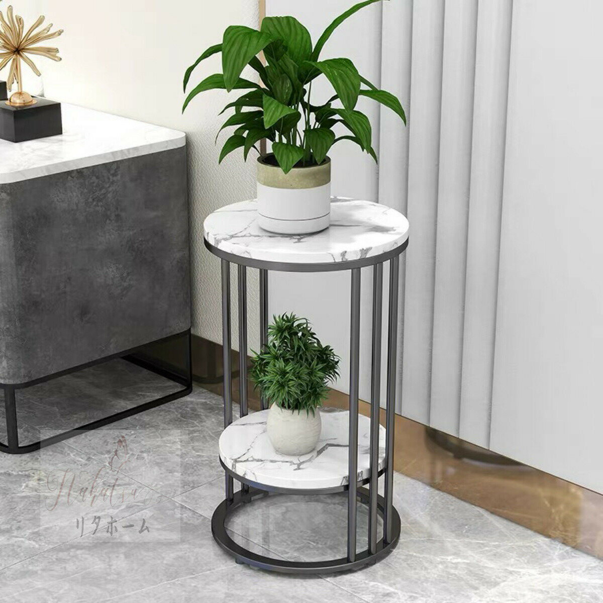 人造大理石コンソールテーブル 花台 玄関テーブル 北欧 植木置き 高さ50cm