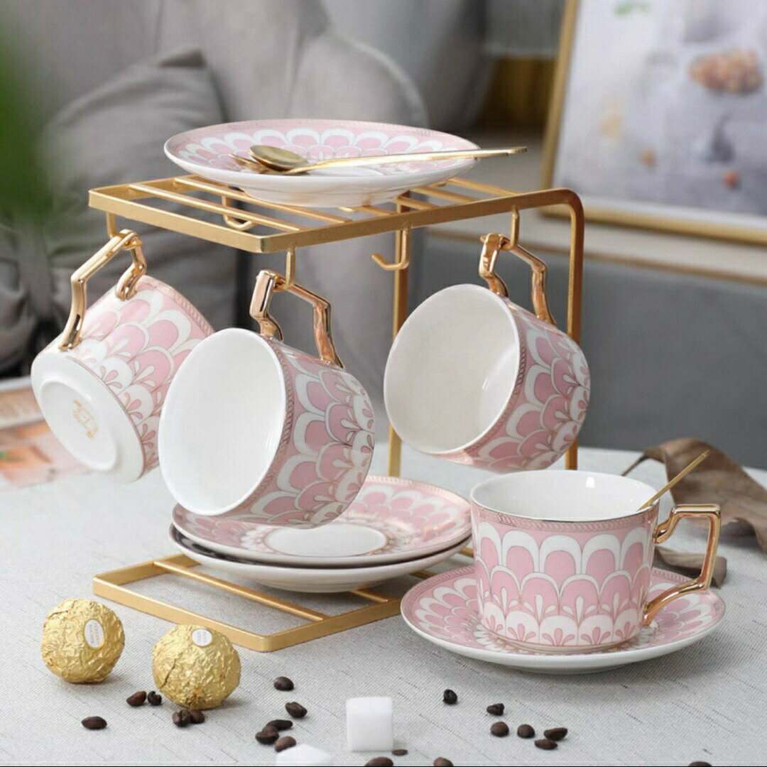 ティー・コーヒーカップセット カップ＆ソーサー4客セット 陶磁器ティーセット