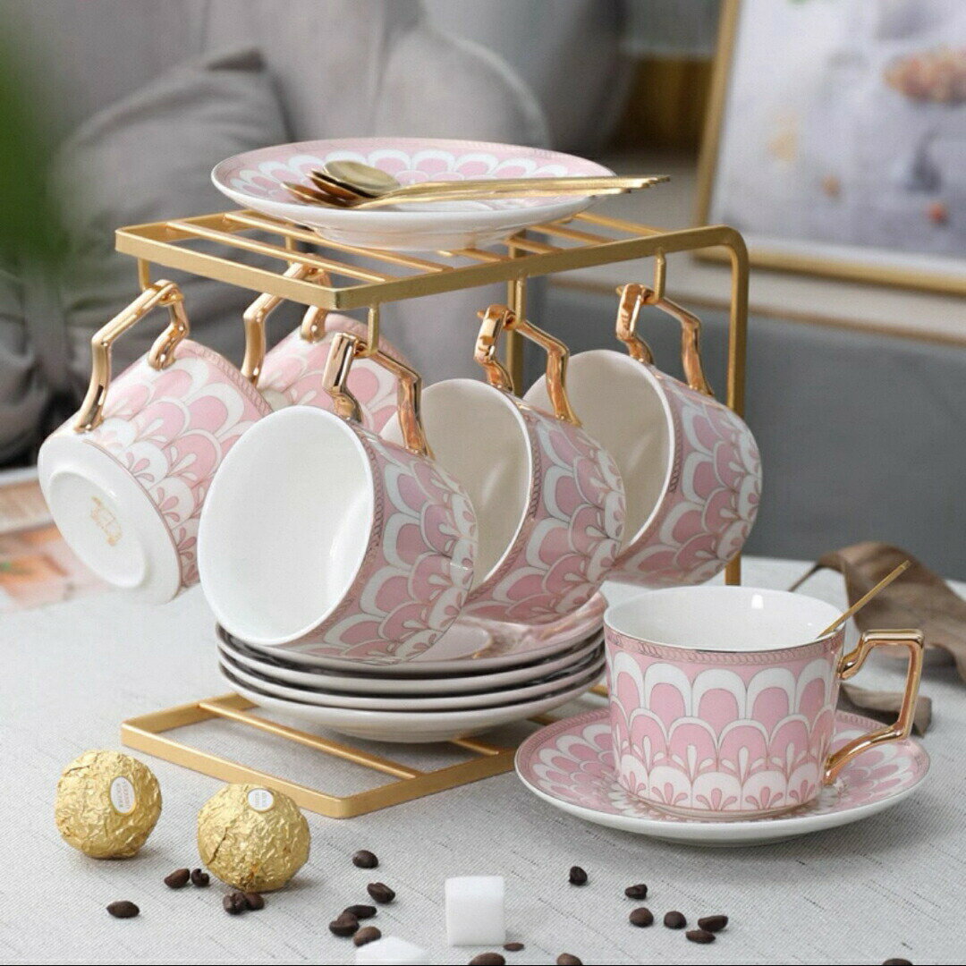 ティー・コーヒーカップセット カップ＆ソーサー6客セット 陶磁器ティーセット