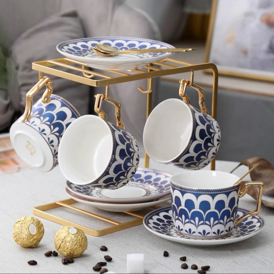 ティー・コーヒーカップセット カップ＆ソーサー4客セット 陶磁器ティーセット