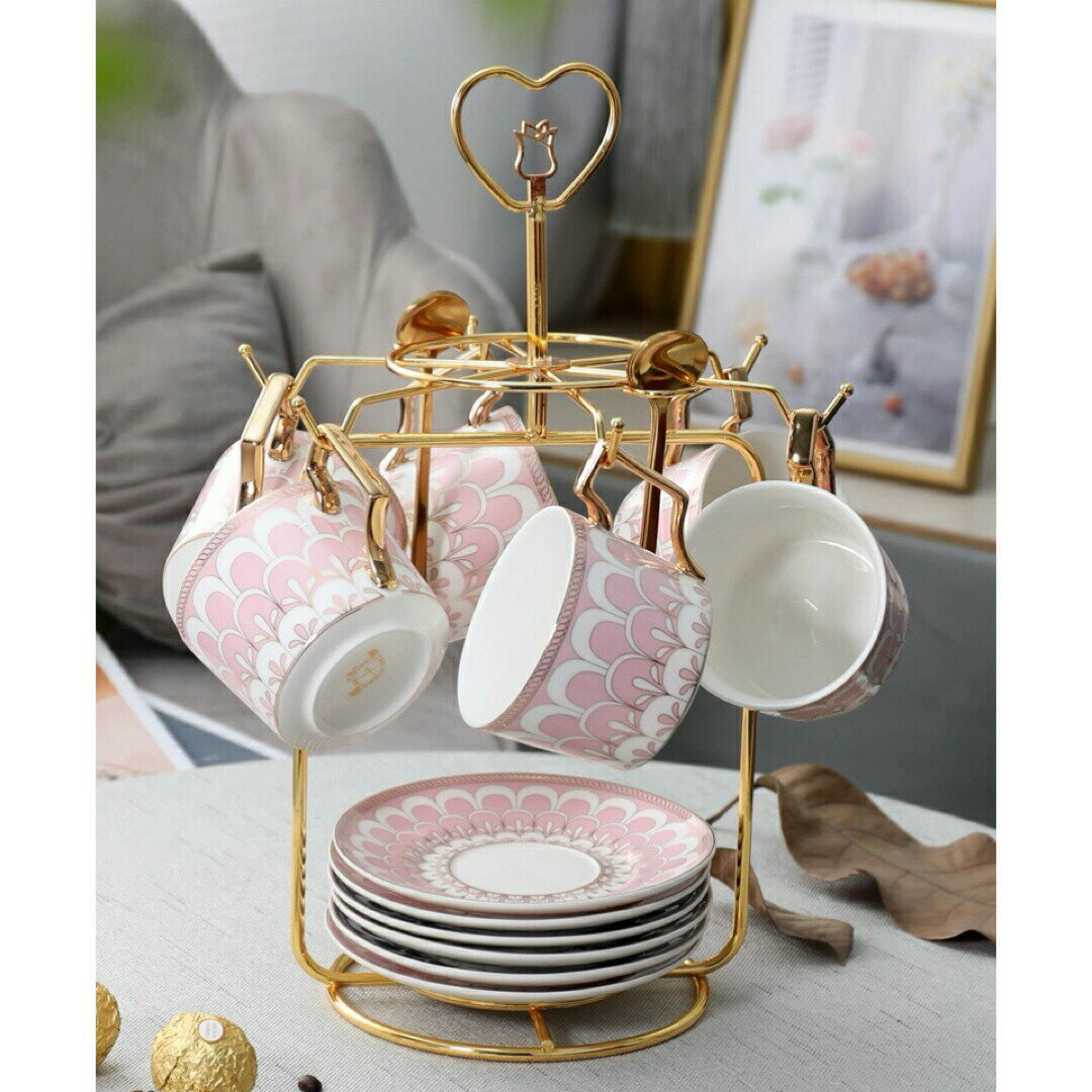 ティー・コーヒーカップセット カップ＆ソーサー6客セット 陶磁器ティーセット