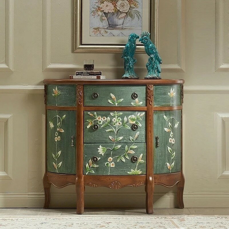 高級サイドテーブル コンソールテーブル 玄関テーブル 電話台 アンティーク調