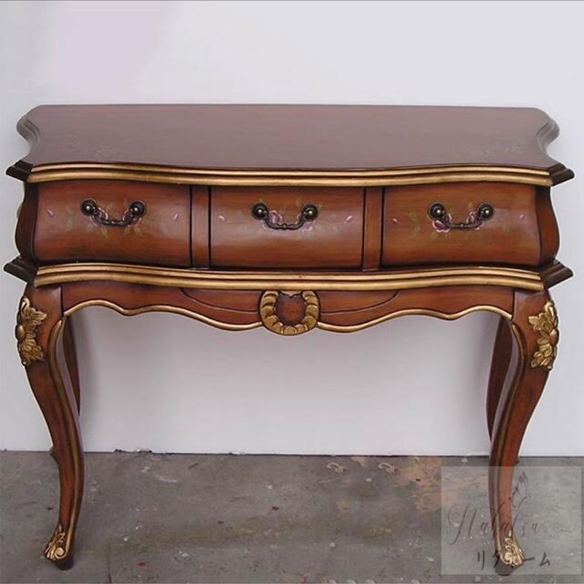 サイドテーブル コンソールテーブル ．玄関テーブル 花台 アンティーク調デザイン