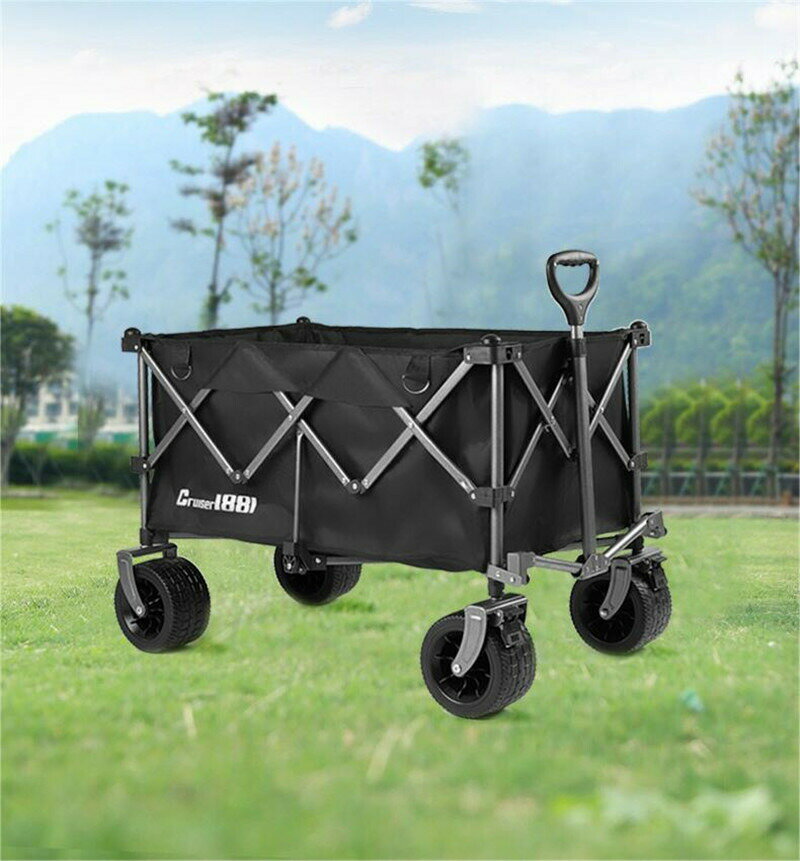 大容量200L 大型タイヤ 耐荷重150kg 自立収納 収束式 200L 折り畳み ト カート 軽量 4輪