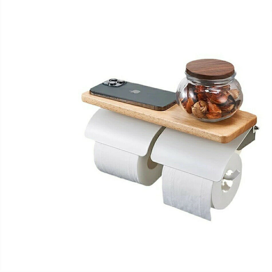 木製トイレットペーパートイレットペーパーホルダー おしゃれ 2連 ダブル アイアン アンティーク 収納 ..