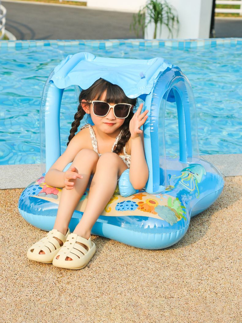 サンシェード付き浮き輪 フロー 赤ちゃん浮き輪うきわ赤ちゃん用浮輪 用浮輪 男の子 女の子 屋根付き浮き輪texインテックス 3