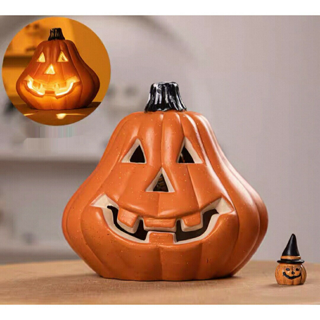 ハロウィン かぼちゃランタン LEDライト付き ジャックオーランタン 装飾置物