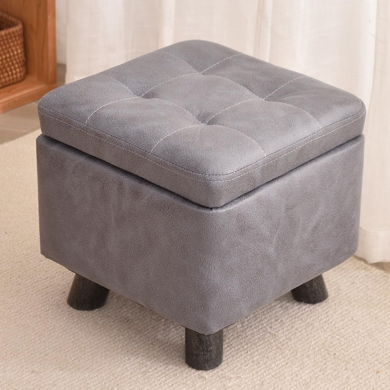 樂天商城 - チェア スツール グレー 30*30*30cm イス 椅子 いす シンプル 収納ベンチ 二人用 オットマン 足置き ドレッサー 椅子 収納 ボックススツール 腰掛 足置き 収納 おしゃれ 北欧 アンテ