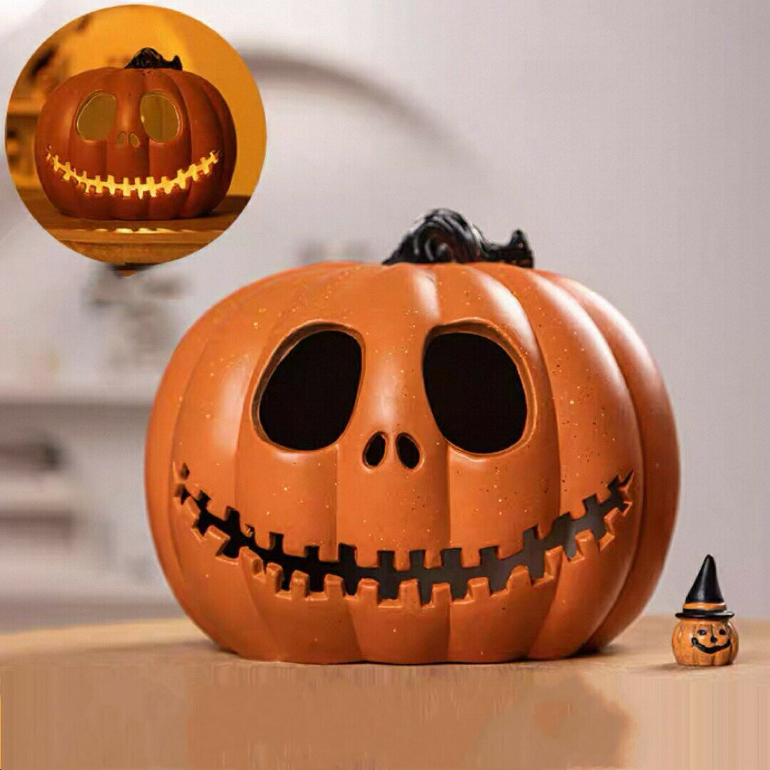 ハロウィン かぼちゃランタン LEDライト付き ジャックオーランタン 装飾置物