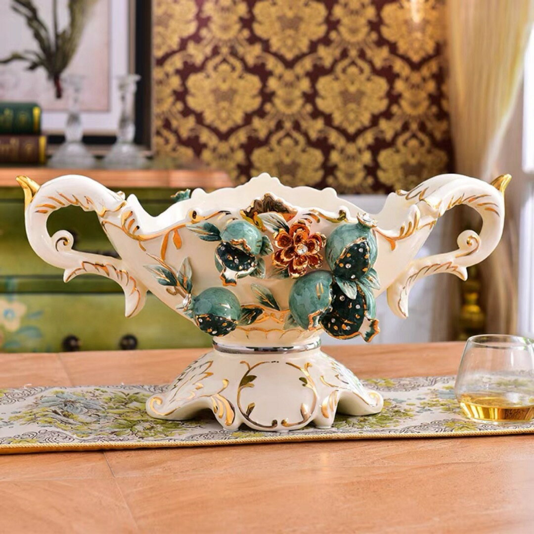 高級果物皿．盛り皿 お菓子皿、フルーツプレート、花柄豪華〜果物カゴ お菓子鉢