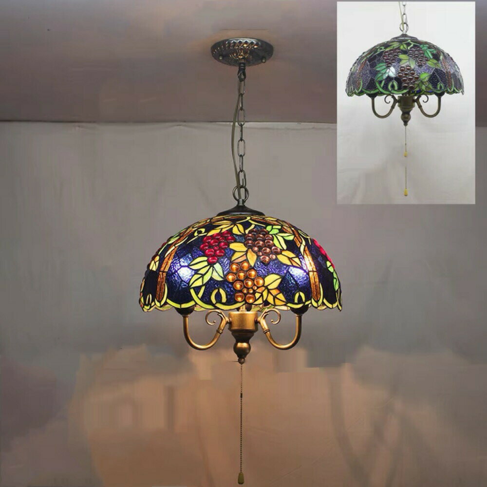 ステンドグラス ペンダントライト 豪華天井照明ステンドグラスランプ ガラス工芸品 電源直結タイプ