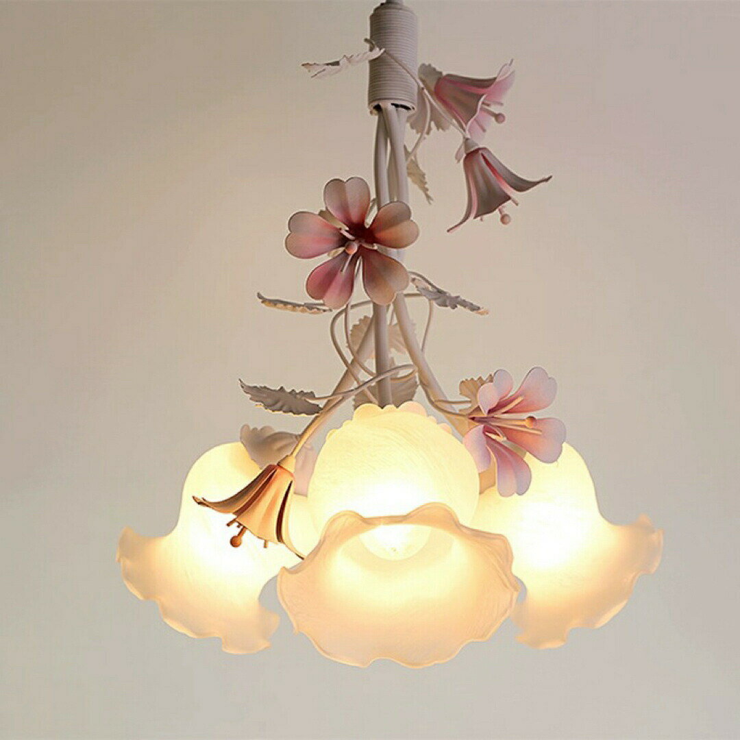 Niche, Picture - 花柄ペンダントライト 洋風照明シャンデリア．北欧デザイン天井照明 電源直結タイプ