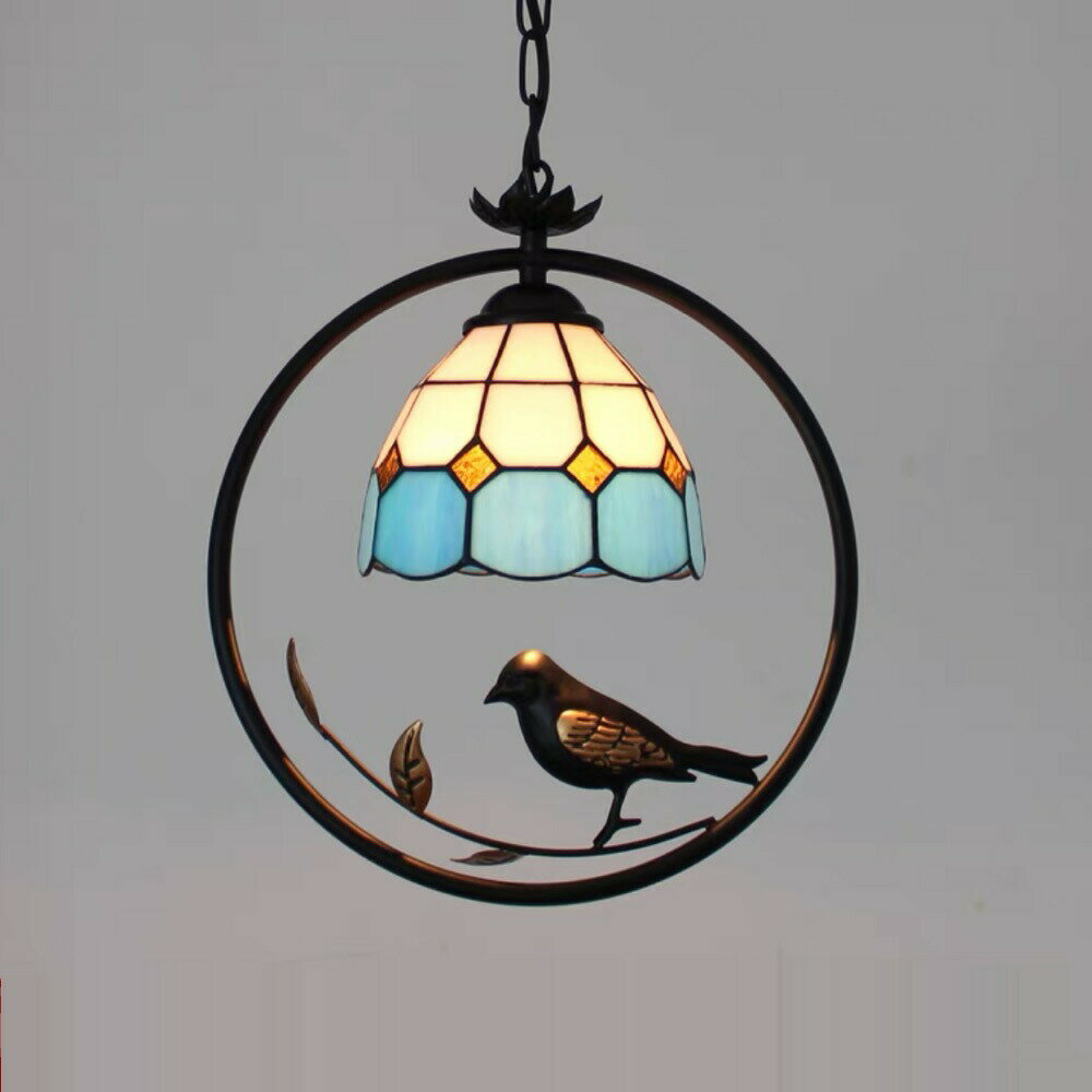 ステンドグラス．ペンダントライト豪華天井照明ステンドグラスランプ ガラス工芸品 電源直結タイプ