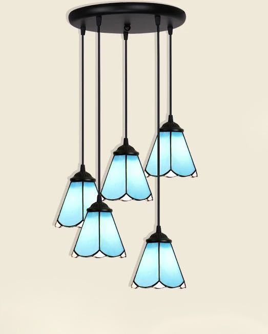 天井照明ステンドグラス ペンダントライト ．ステンドグラスランプ ガラス工芸品 電源直結タイプ