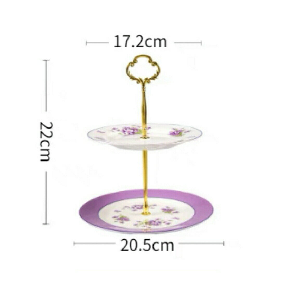 ケーキスタンド プレート 2段セット 花柄アフタヌーンティー フルーツ トレー皿