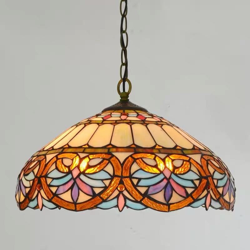 ステンドグラス ペンダントライト 豪華天井照明ステンドグラスランプ ガラス工芸品 ． 電源直結タイプ