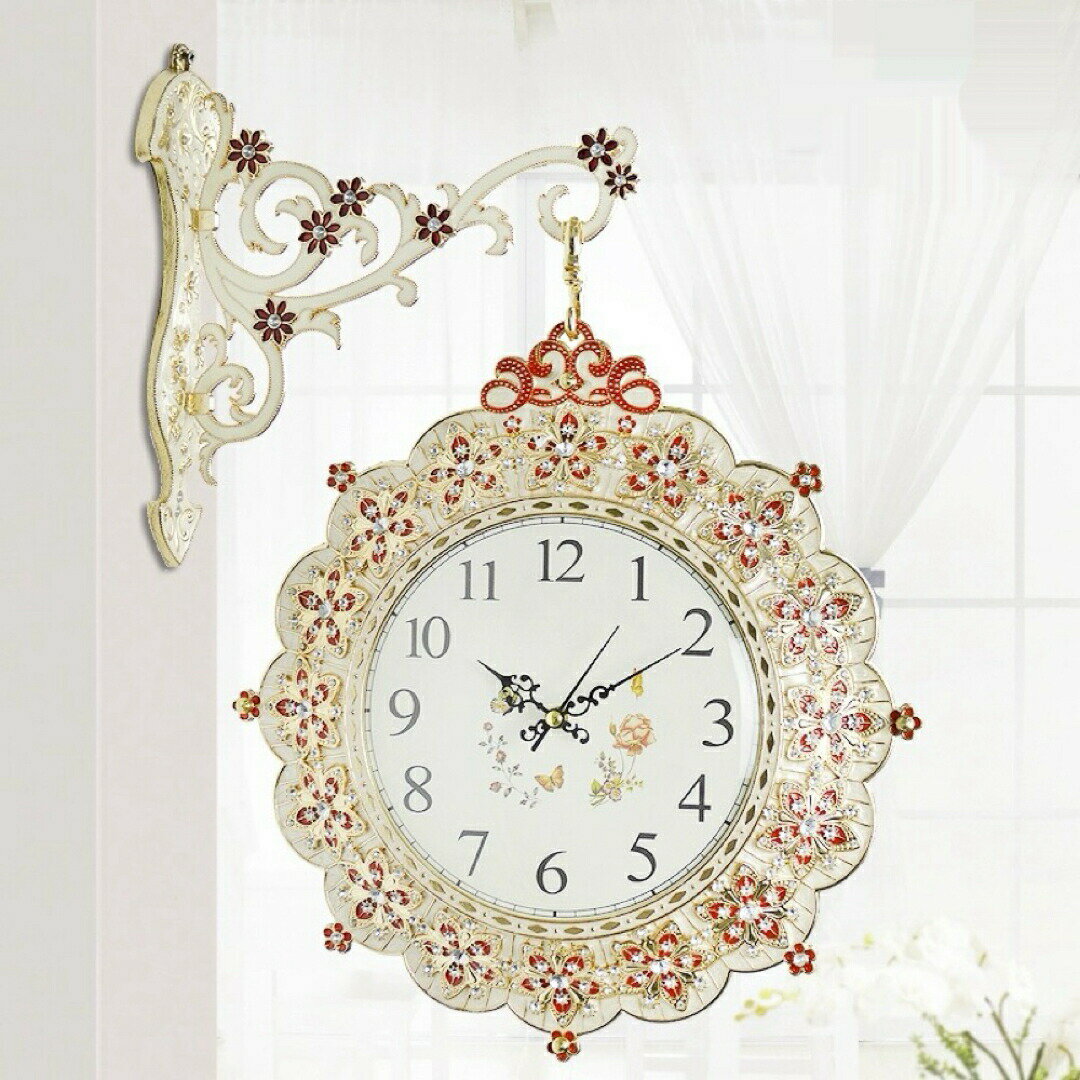 壁掛け時計 クロック かけ時計 掛け時計 両面時計 豪華 おしゃれ