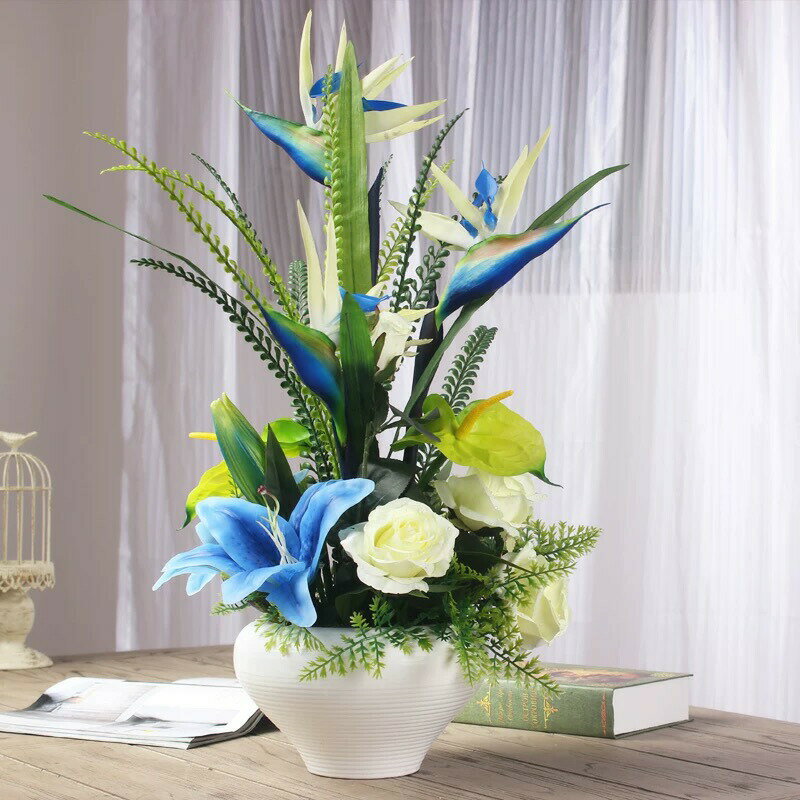 造花インテリア 雑貨 花束 インテリアフラワー お部屋の装飾 フラワーポット入り 造花ブーケ ホテルフロント 応接室．最適、とても豪華です