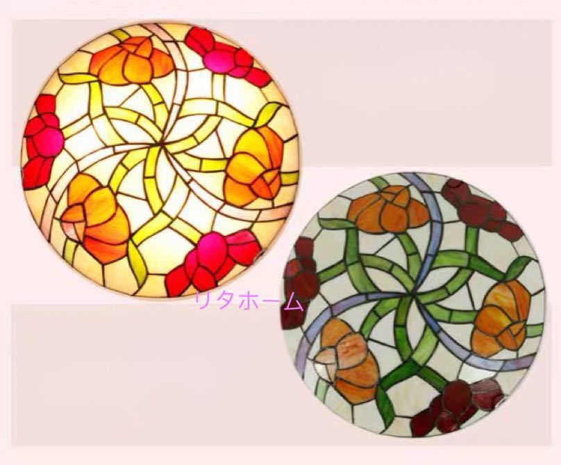 ステンドグラス ペンダントライト豪華天井照明ステンドグラスランプ ガラス工芸品 電源直結タイプ