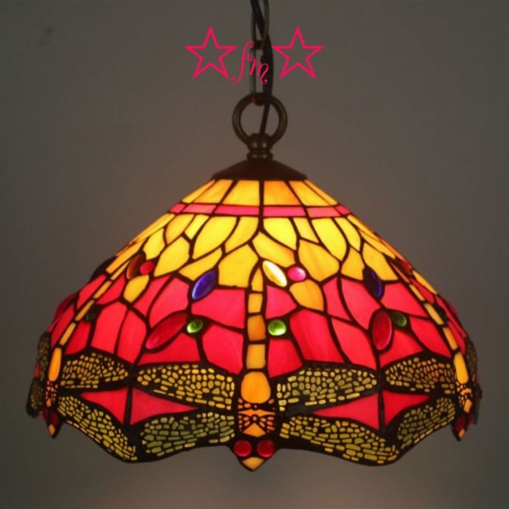 ステンドグラスペンダントライト豪華天井照明ステンドグラスランプ ガラス工芸品 電源直結タイプ
