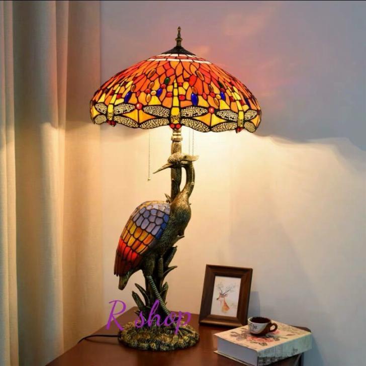 ステンドグラスランプ 卓上スタンド 豪華テーブルランプ 卓上照明 ガラス工芸スタンド 高さ85cm