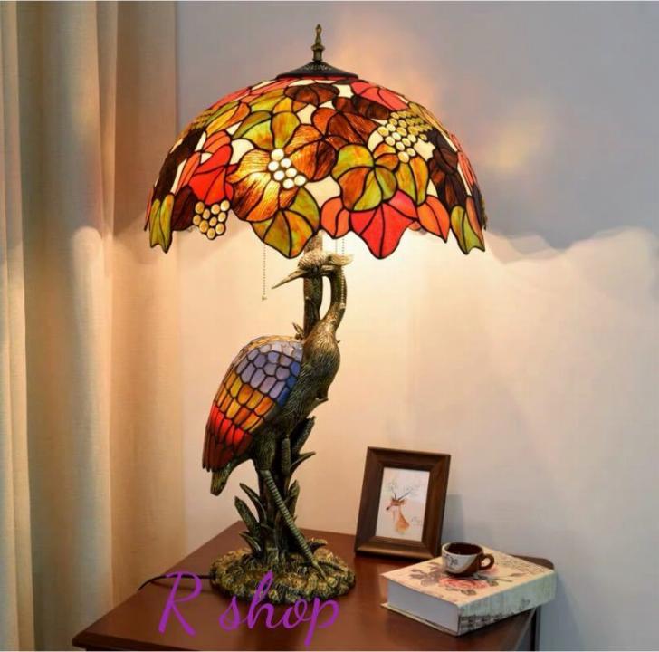 ステンドグラスランプ 卓上スタンド ．豪華テーブルランプ 卓上照明 ガラス工芸スタンド 高さ85cm