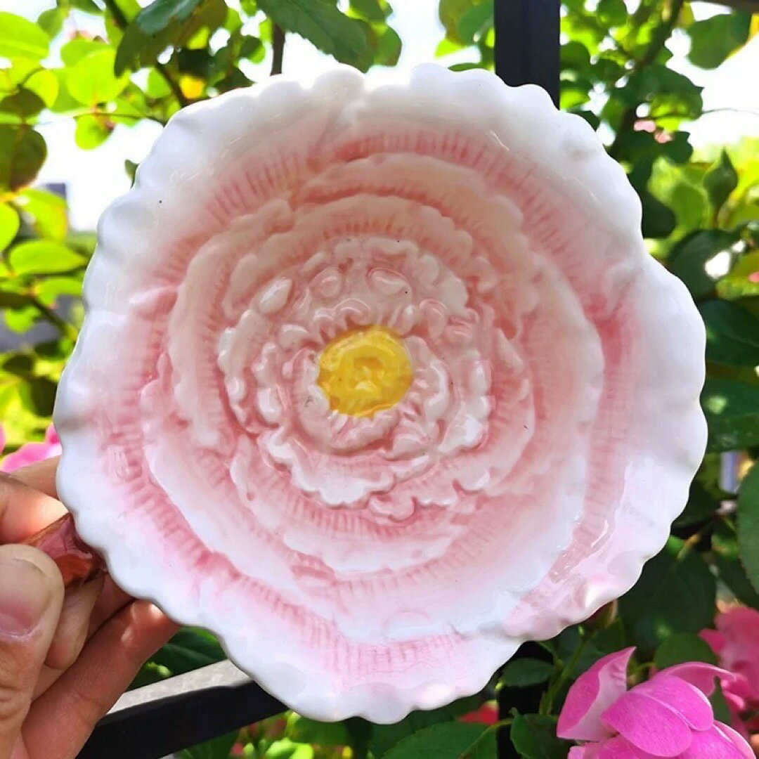 ピンク牡丹ティーカップ＆蝶スプーン付き 2客セット