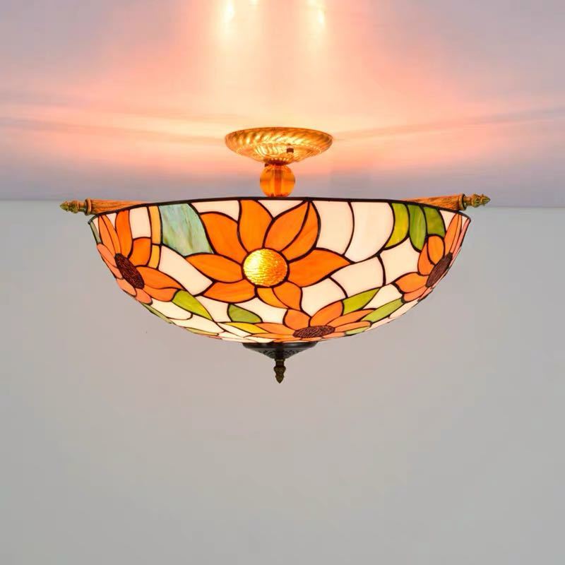 ステンドグラス ペンダントライト豪華天井照明ステンドグラスランプ ガラス工芸品 電源直結タイプ