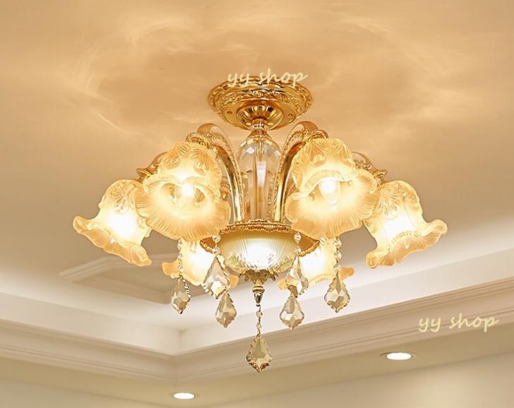 Ceiling Lights - ペンダントライト．洋風照明 シャンデリア 北欧デザイン シーリングライト不可 天井照明.水晶6灯 電源直結タイプ