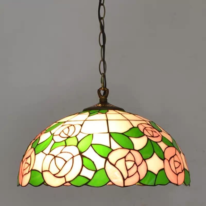 ステンドグラス ペンダントライト 豪華天井照明ステンドグラスランプ ガラス工芸品 電源直結タイプ